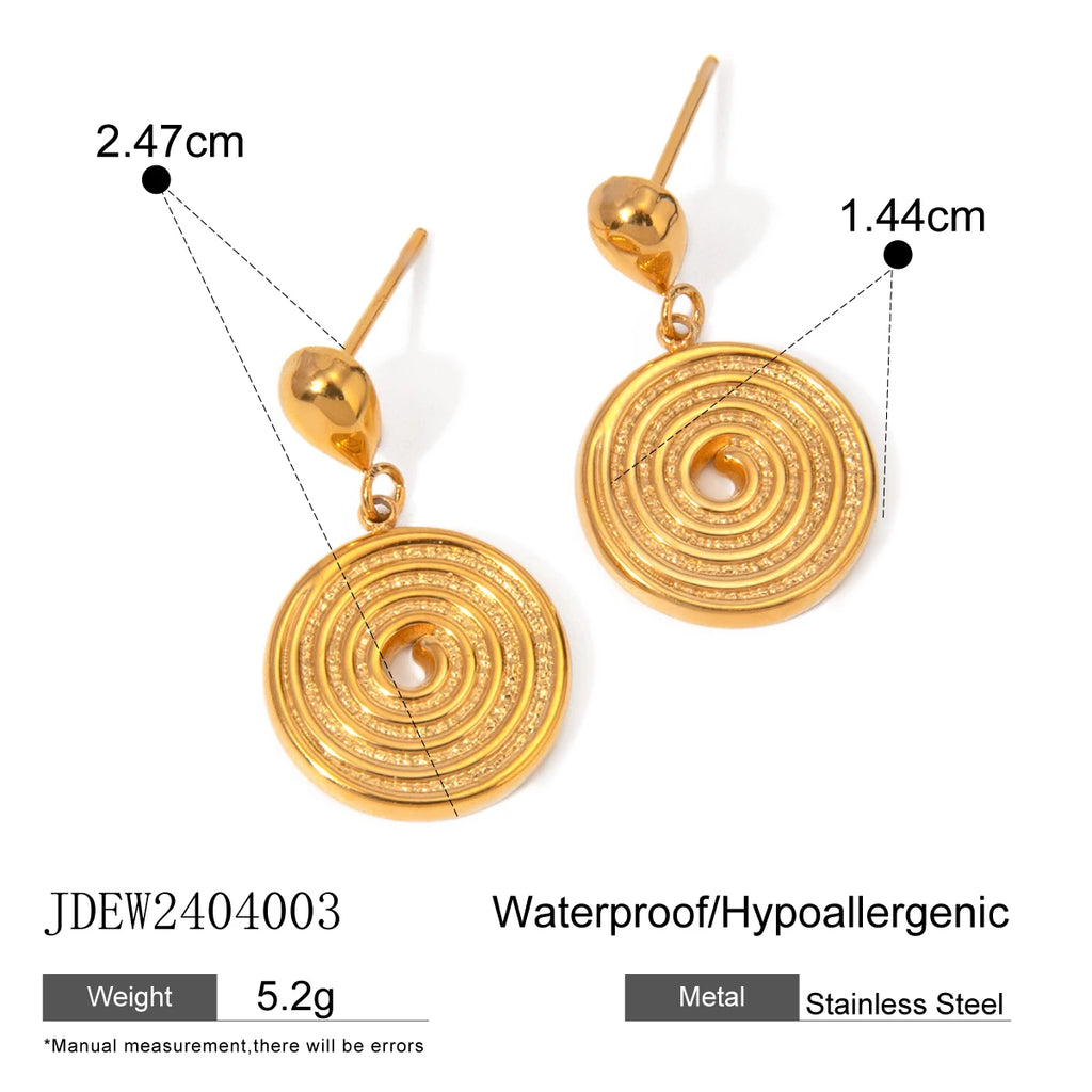 Orecchini a filo a goccia d'acqua in acciaio inossidabile placcati in metallo oro 18K alla moda Gioielli con fascino elegante браслеты женские Regalo estivo