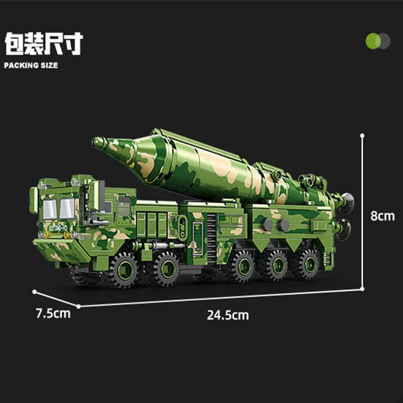 Missile Vehicle Building Blocks WWII Military Truck Brick Tank Building Blocks Missile Launcher Model Boys Toys Kids Toys