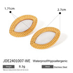 18k Gold Plated Stylish Geometric Minimalist Red Agate Horse-eye EarringsStainless Steel Women Anti Allergenic Jewelry