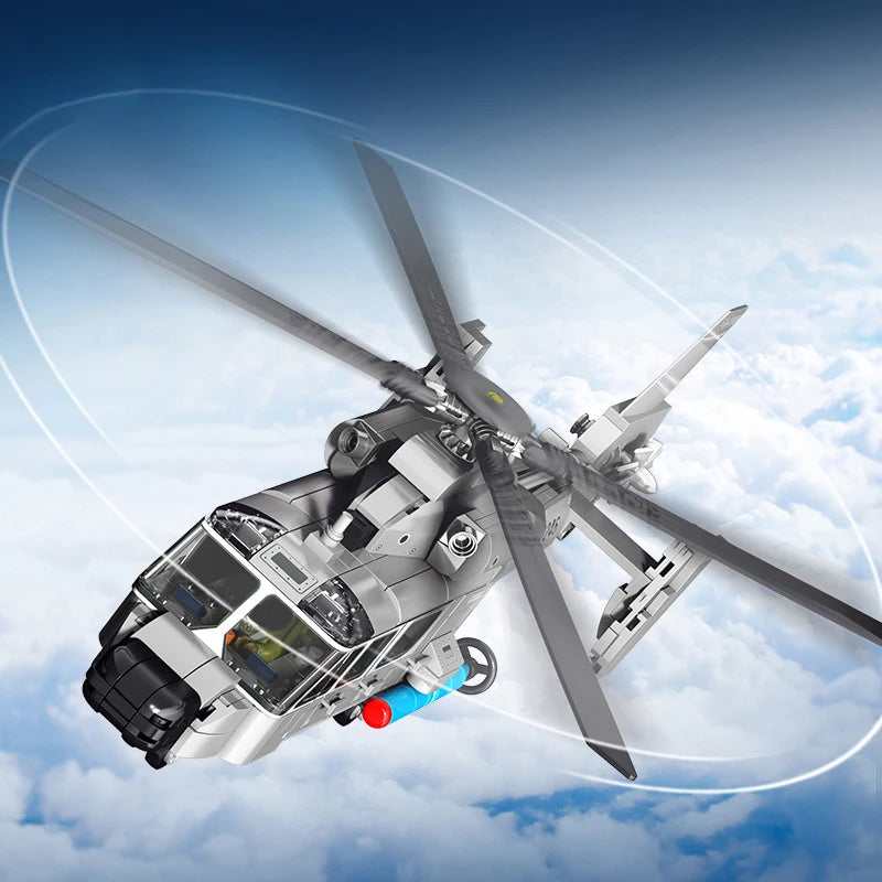 449pcs Helicopter Aircraft Building Blocks, DIY Boys Birthday Toys，Military Fighter Transport Model Bricks