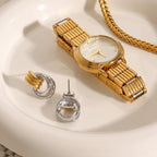 Guld Sølv Farve Blokeret Gevind Oprullede Simple Øreringe Rustfri 18K PVD belagt rustfrit stål Metal Tekstur smykker