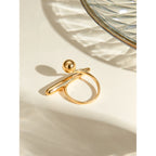 18K Statement Sommer Edelstahl PVD-beschichteter geometrischer Einfachheits-Öffnungsring für Frauen Sandstrand Schmuck