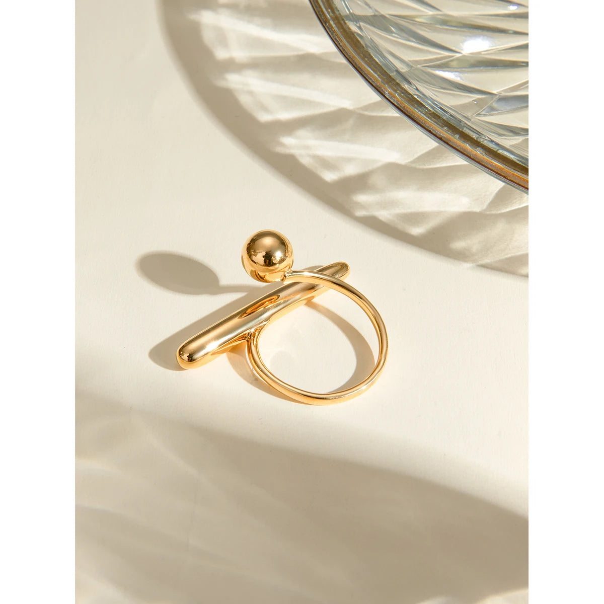 18K Statement Sommer Edelstahl PVD-beschichteter geometrischer Einfachheits-Öffnungsring für Frauen Sandstrand Schmuck