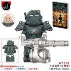 BoS Game T60 Power Armor Army Officers Soldiers Figure Machine gun Model Building Blocks Kids Toys Gifts Boys Girls Juguetes