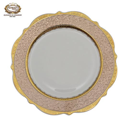 Ensemble de vaisselle de luxe doré de style royal Karosa 98 pièces en porcelaine anglaise