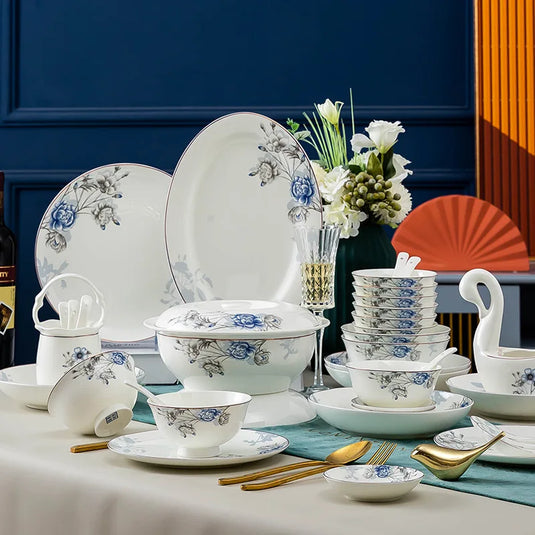 Jingdezhen husholdnings keramiske skåle, servicesæt, skåle, fade, kinesisk benporcelænsservice