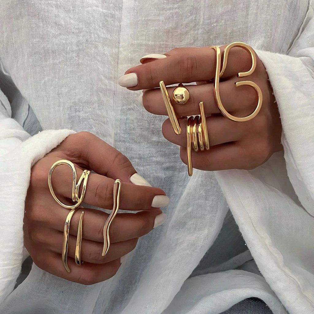 18K Statement Sommer Edelstahl PVD-beschichteter geometrischer Einfachheits-Öffnungsring für Frauen Sandstrand Schmuck