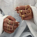 18K Statement Sommer Edelstahl PVD-beschichteter geometrischer Einfachheits-Öffnungsring für Frauen Sandstrand Schmuck