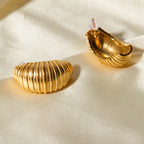 Rustfri 18k forgyldt rustfrit stål Striber Tekstur Metalliske Øreringe Charm Trendy Smykker Kvinder Valentins gave