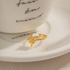 Ny Vintage Octagram Design Sommer 18K guldbelagte smykker Justerbar Rustfrit Stål Vandtæt Ring Til Damer Smykker Gave