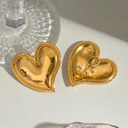 Brincos de Coração Brilhante para Lóbulo Gordinho em Aço Inoxidável 18k à Prova d'Água Metal de Alta Qualidade Joias de Moda para Mulheres Presente para Gala