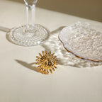 Anti-Allergisch 18K vergoldeter, sonnenblumenförmiger Öffnungsring aus Edelstahl für Damen, freier Temperament-Charme, täglicher Schmuck