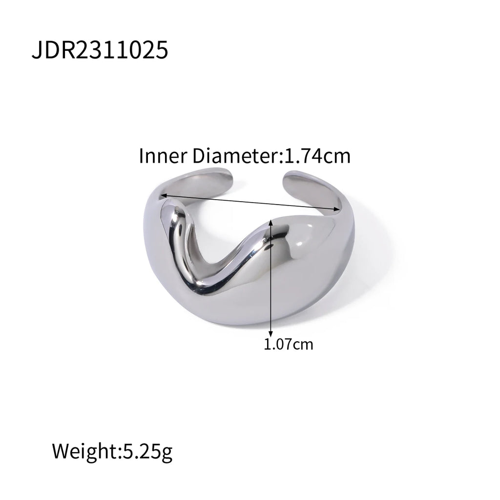 Leicht Gemütlich Edelstahl Zart 18k Vergoldet Glatt Halb Liebesherz Öffnender Ring Rostfrei Bijoux Femme Gala Geschenk