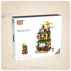 Mini City Street View Noodle Shop House Building Blocks 4 in 1 Japanese Architecture Friends Figures Bricks Toys For Children