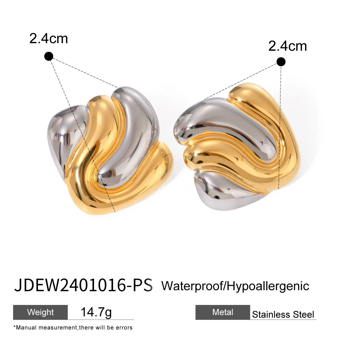 18K PVD-beschichtete Edelstahl-Ohrringe mit unregelmäßigen Erhebungen in Farbangleichung, geometrisch, wasserdicht, exquisite Schmuckgeschenke für Frauen