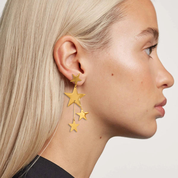 Minimalistische 18k vergoldete, glatt geschnittene pentagonale Quastenohrringe aus Edelstahl für Damen, rostfrei, exquisite Schmuck Bijoux