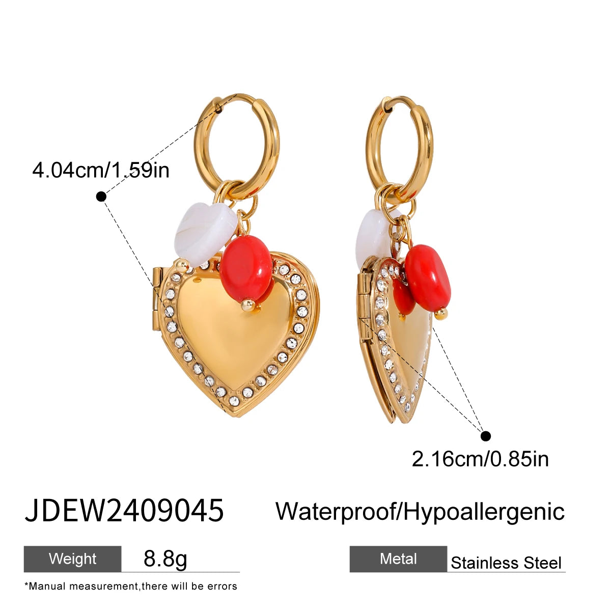 18k Gold Plated Conch Shell Love Heart Photo Box Eardrops Earring Stainless Steel Women Rust Proof Gala Gift Jewelry