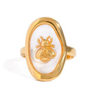 Kreativer 18K vergoldeter Edelstahl-Oval-Bienenförmiger offener Ring für Frauen, anti-allergisch, Charme, täglicher Schmuckzubehör