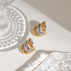 Zora Brinco de Orelha Três Camadas Aço Inoxidável Cor Correspondente Brincos de Pressão Sem Furo para Mulheres Joia de Moda de Metal para Cartilagem