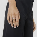 Zora Minimalist 18K Gold Plated Stainless Steel Gold and Silver Color blocked Double Loop Cross Personalized Ball Ring