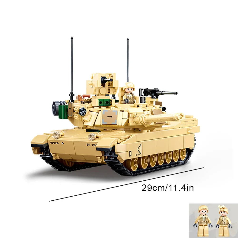 781PCS Military Series Model Building Block Toys, M1A2 Tank Model Creative DIY Toy Assembled Building Blocks Kit