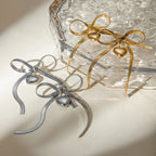 Catena a serpente in acciaio inossidabile placcato oro 18K orecchino pendente piatto a forma di cuore con fiocco amore gioielli romantici resistenti all'ossidazione regalo per gala