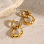 Minimalista Pendiente Circular Hueco Irregular Liso de Acero Inoxidable Chapado en Oro de 18k Joyería de Encanto Moderna para Mujer