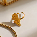 Gold-Silber-Farbabstimmung Mehrschichtiger Unregelmäßiger Stahlkugelring 18K PVD-beschichtet Damen Anti-Allergie Metallanhänger Täglicher Schmuck