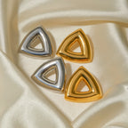 Rustfrit stål Creative 18K forgyldt minimalistisk geometrisk trekantet formede hule øreringe Personlighed Rustfri smykker