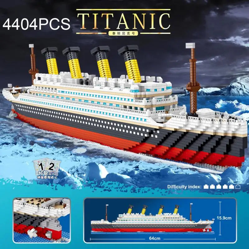 4404PCS Titanic Building Blocks Cruise Ship Mini Assemble Bricks Model Toys Kits Desktop Decoration Holiday Gifts For Children