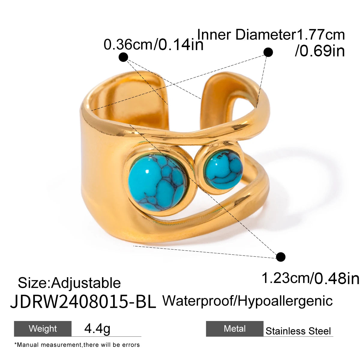 Креативное кольцо из нержавеющей стали с геометрическим круглым гладким отверстием, инкрустация агатом, позолоченное 18К, женское, антиаллергенное, модное украшение