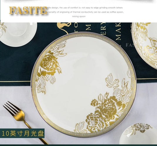 Kitchen Luxury Table Dinner Plates Set Ceramic Cooking Dessert Plate Sets Dinnerware Salad Dishes Platos De Cena Breakfast Set