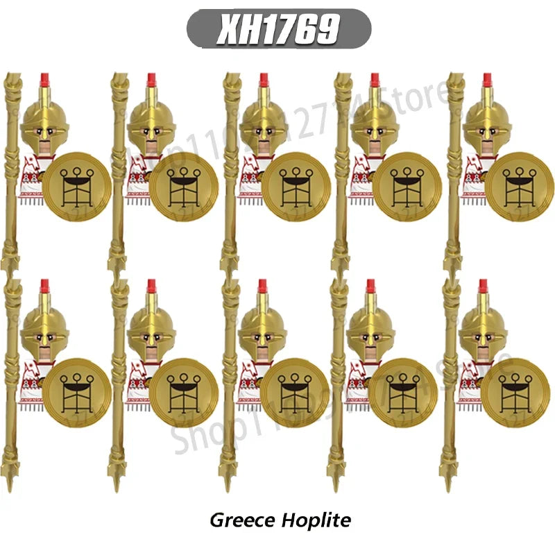 10Pcs/Set Historical Medieval Sparta Heroes Crusader Roman Soldiers Building Blocks Military Action Figures Bricks Toys For Kids
