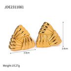 Geometric Stainless Steel Vintage Triangle Metal Earrings Statement Texture 18K Plated Temperament украшения бижутерия Gift