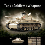 959Pcs Classic Rotating Tracks 3rd Generation Tank Model with 3 Soldiers and Weapons , Military Building Blocks Set
