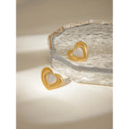 Edelstahl Liebesherz Weiße Katze Opal Ohrringe 18K Goldbeschichtet Rostfrei Temperament Charme Schmuck Bijoux für Frauen