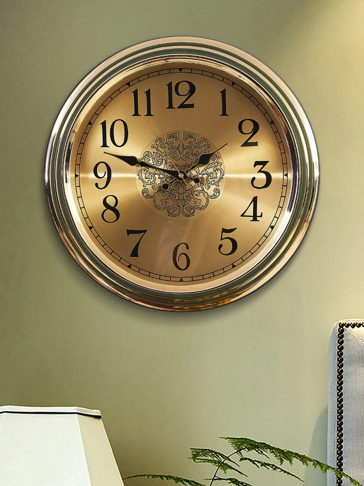 ساعت دیواری بی‌صدا وینزور آرت دکو فلز طلایی – دکوراسیون لوکس مدرن منزل ۴۰ سانتی‌متر