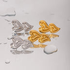 Double Heart Shaped Stainless Steel 18K Gold Plated Liquid Hammer Grain Half-3D Earrings Light Luxury Tarnish-proof Jewelry - Grand Goldman