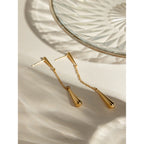 Brincos Pingente Franjas em Forma de Gota de Água Minimalistas Banhados a PVD 18K Aço Inoxidável Moda Delicada Charme Joias Femininas