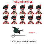 10pcs Napoleonic Wars Military Soldiers Building Blocks WW2 Mini Figures French British Fusilier Rifles Weapons Toys For Kids