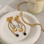 Minimalistische 18k vergoldete Edelstahl-Hammerkorn-Liebe-Herz-Quasten-Ohrringe für Frauen, allergiepräventiver Charmschmuck