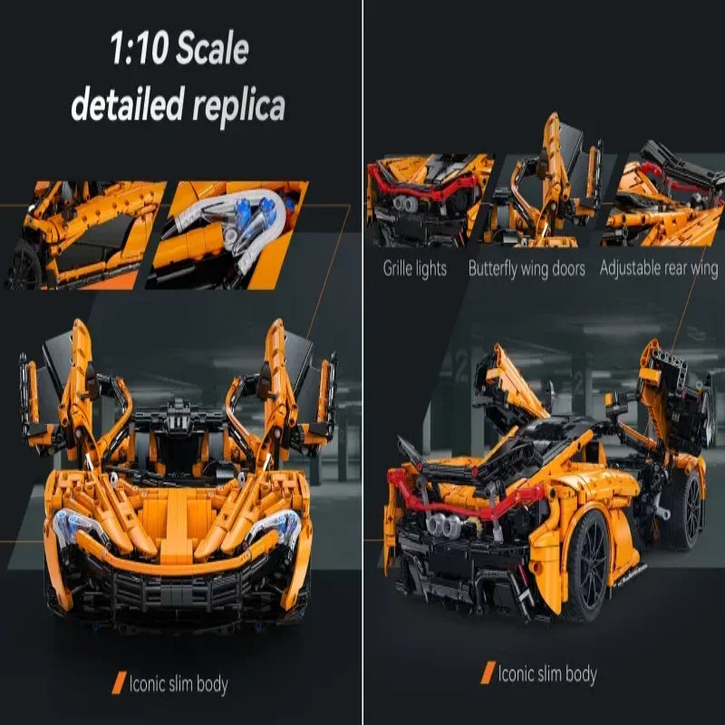 Cada 1:10 MOC Designer Pvdb Smiling Assassin Super Racing Car Model Building Blocks V8 Cylinder Car Speed Vehicle Toys for Kids