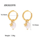 Pendientes de perla con colgante de temperamento de acero inoxidable de moda chapado en oro de 18K, joyería para mujer sin deslustre, declaración