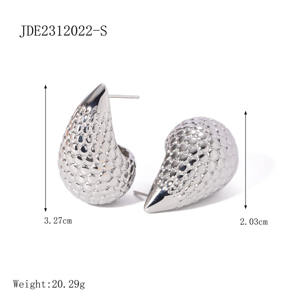 Rustfrit stål minimalistisk 18 karat guld mode tekstureret vanddråbe øreringe Rustfri kvinder Trendy charme Stilfuld gallagave