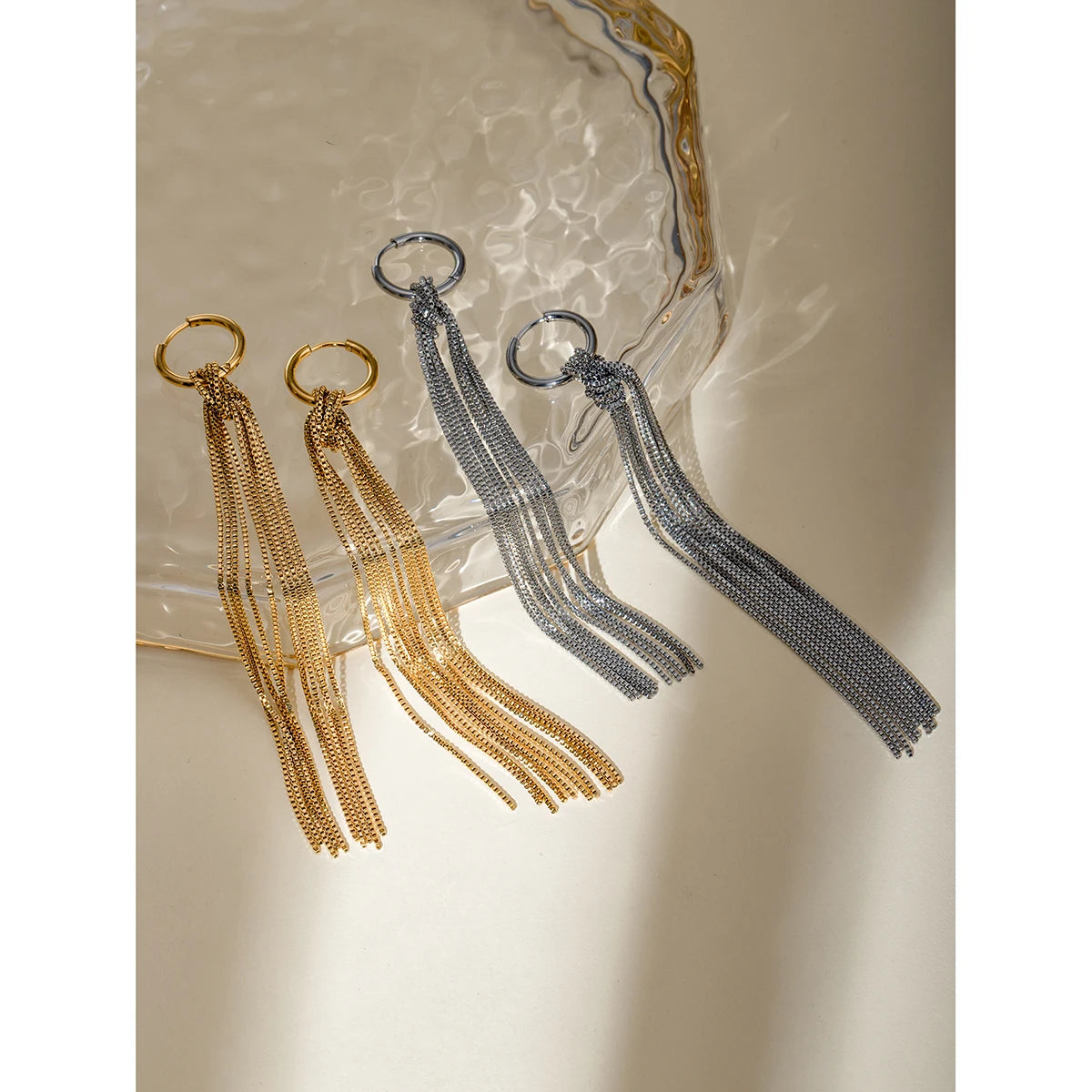 Personalisierte 18K PVD-beschichtete Sommer-Schlangen-Knochenkette mit geknoteten Fransen-Ohrringen aus Edelstahl, minimalistischer Mode-Schmuck mit Charme