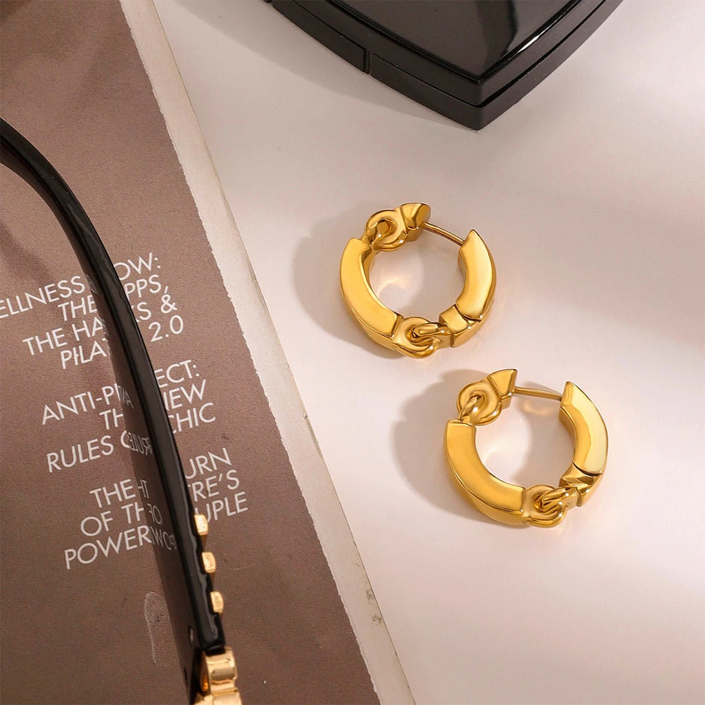 18k Gold Plated Stainless Steel GVintage Nichel Round Light Luxury High-end Earrings Women Rust Proof Exquisite Jewelry