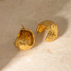 18 karat forgyldt rustfrit stål minimalistisk buttet følelse af tekstur C-formede øreringe forhindrer allergi Trendy charmsmykker