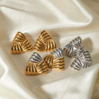 Geometric Stainless Steel Vintage Triangle Metal Earrings Statement Texture 18K Plated Temperament украшения бижутерия Gift