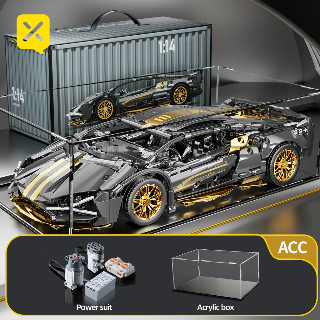 ToylinX 1:14 Supercar Building Block Toy Optional Power Group 14+ Technology Design Christmas Gift for Adults and Kids With Box