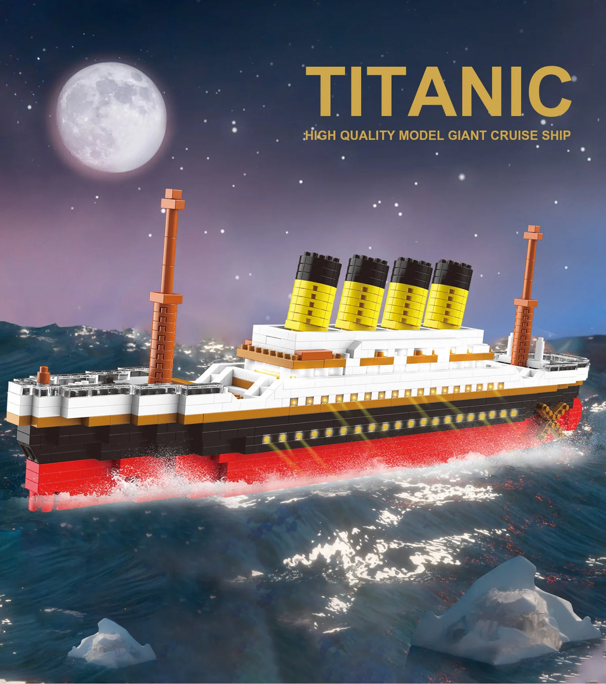 Classic Movie Building Bricks Construction Model Nanobricks Titanic Rms Ship Micro Diamond Block Educational Toy With Light